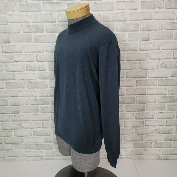 GRAN SASSO Mens 2XL Vintage Wool Crewneck Jumper Navy Sweater Lightweight Italy - Picture 3 of 7